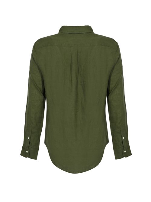 Camicia Polo Pony in lino Green POLO RALPH LAUREN | 211970730507